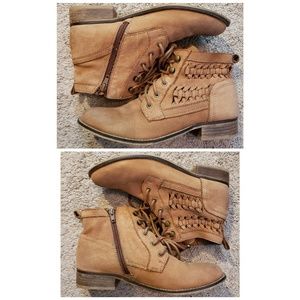 Aldo brown size 8 suede side cut out ankle boots